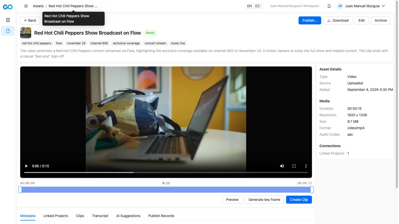 Detalle animado de contenido en Around Go